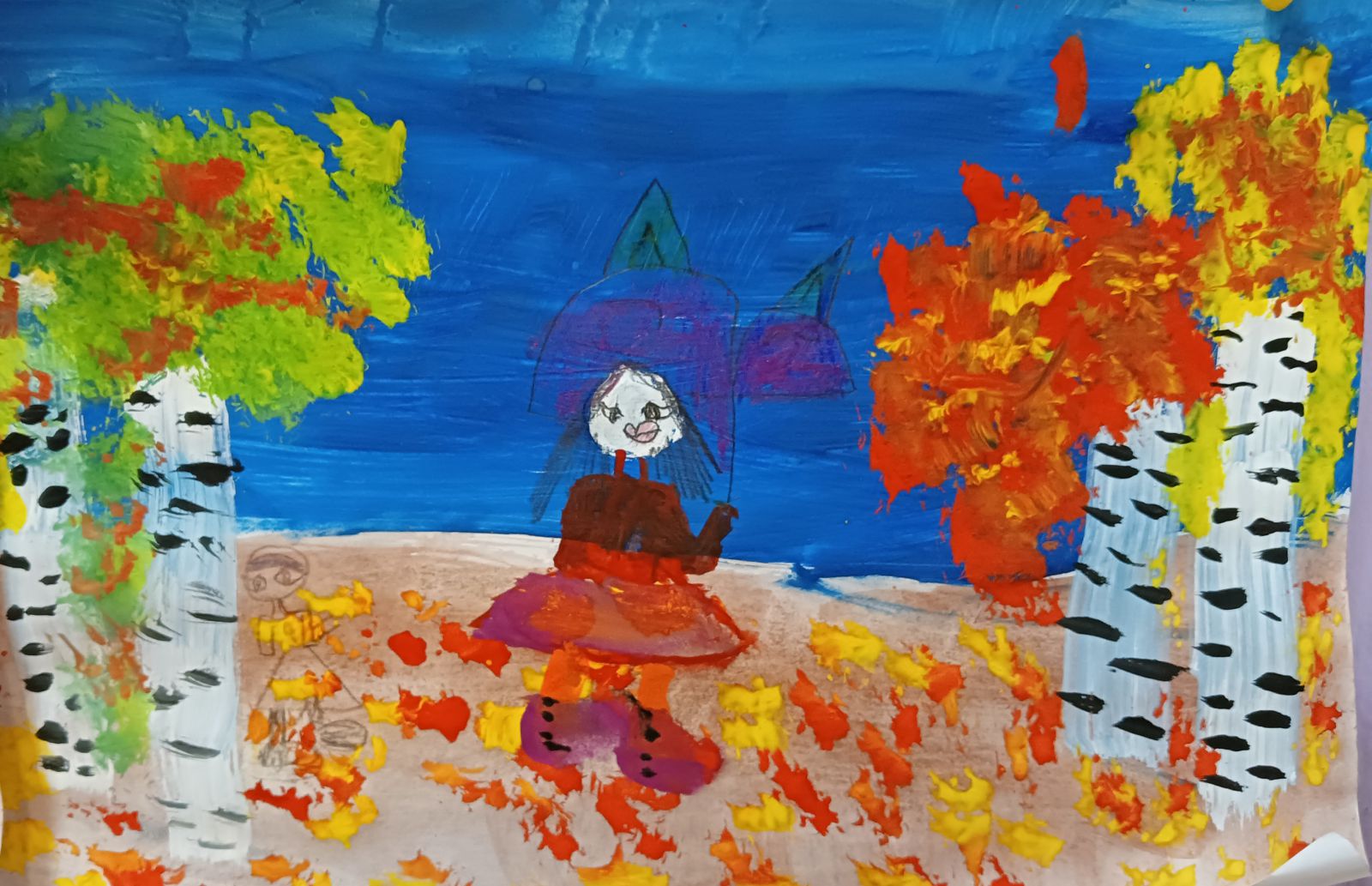 Дети рисуют осень красками